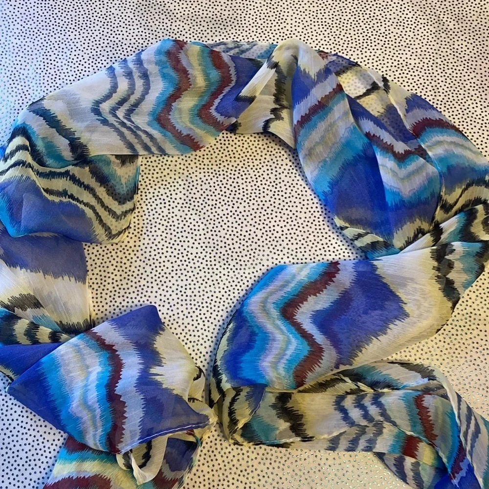 Jewel Touch Multicolor Girls Stylish Printed Scarf with Necklace pendant Scarves